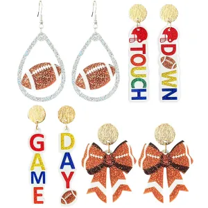Wholesale Football Glitter Day Atmosphere Colorful Earrings Bow Element Coffee Autumn Earrings