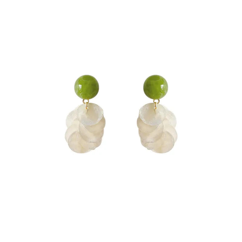 Wholesale Forest-style fresh natural shell 925 silver needle handmade earrings