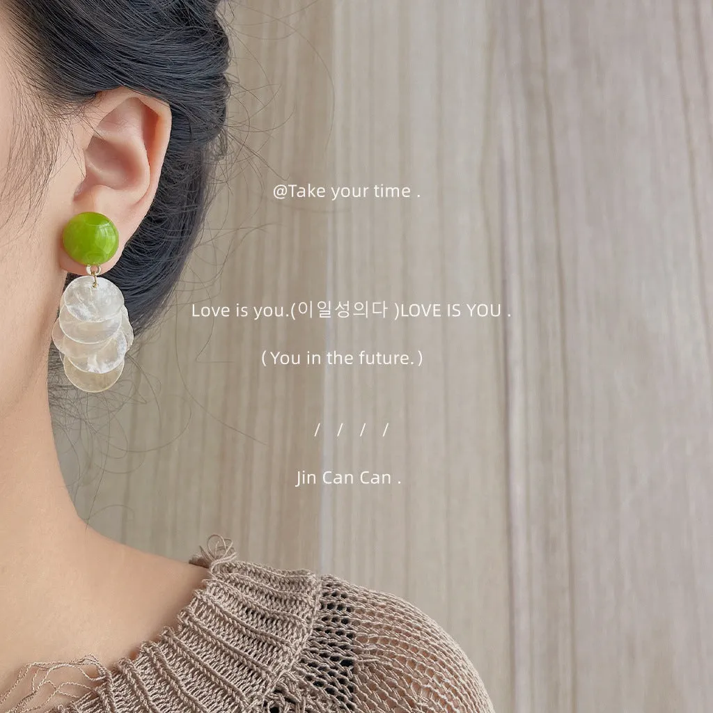 Wholesale Forest-style fresh natural shell 925 silver needle handmade earrings