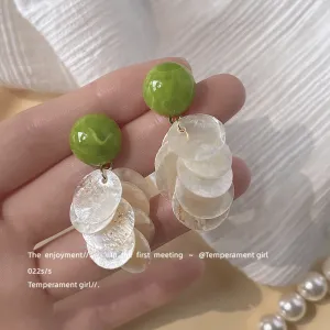 Wholesale Forest-style fresh natural shell 925 silver needle handmade earrings