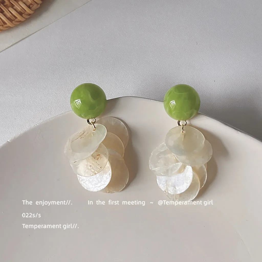 Wholesale Forest-style fresh natural shell 925 silver needle handmade earrings