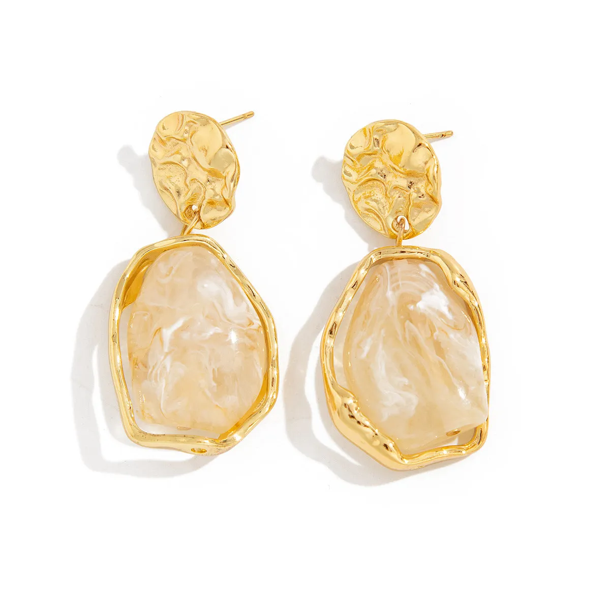 Wholesale French Pearl Square Pleated Earrings