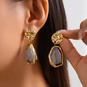 Wholesale French Pearl Square Pleated Earrings
