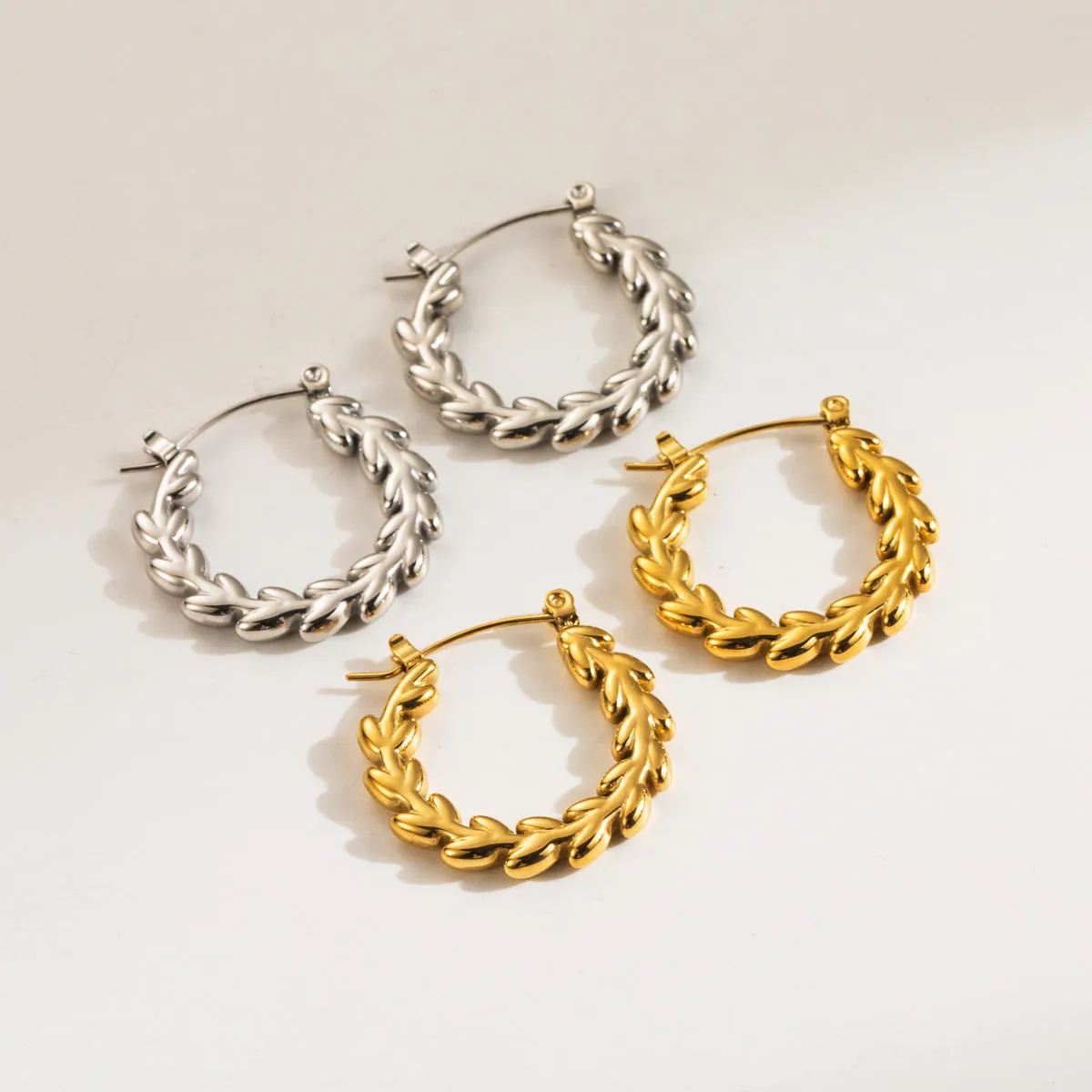 Wholesale French Stainless Steel Vintage Wheat Ear Simple Earrings