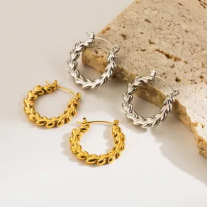 Wholesale French Stainless Steel Vintage Wheat Ear Simple Earrings