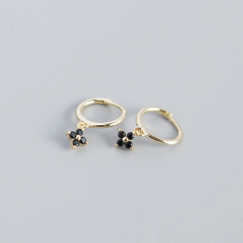 Wholesale French Style S925 Sterling Silver Geometric Diamond Floral Silver Earrings