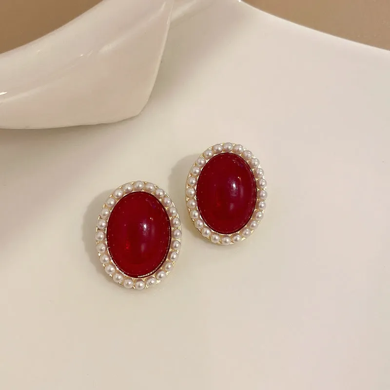 Wholesale French Vintage Simple Pearl Alloy Earrings