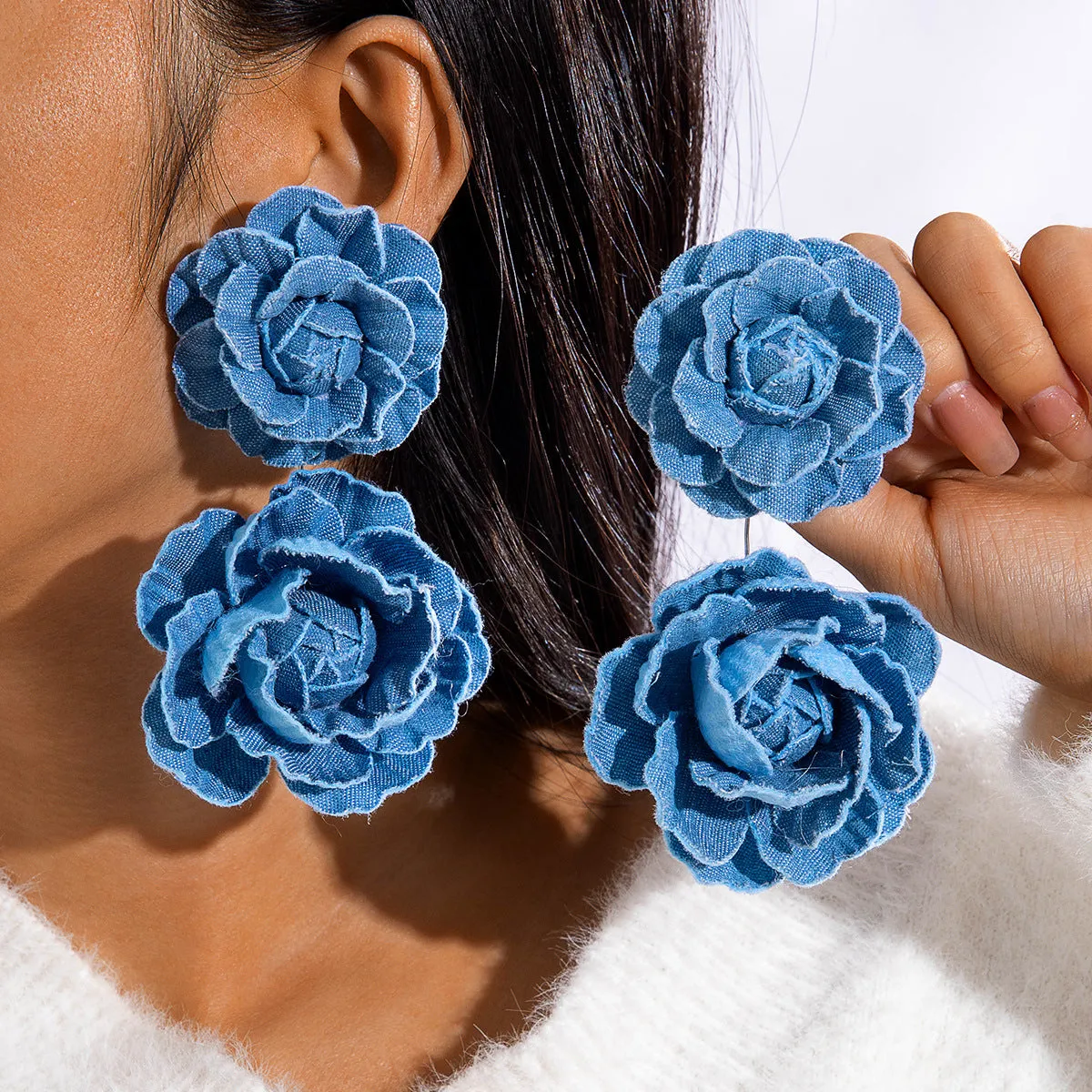 Wholesale Fresh multi-color flower earrings gentle simulation large flower earrings