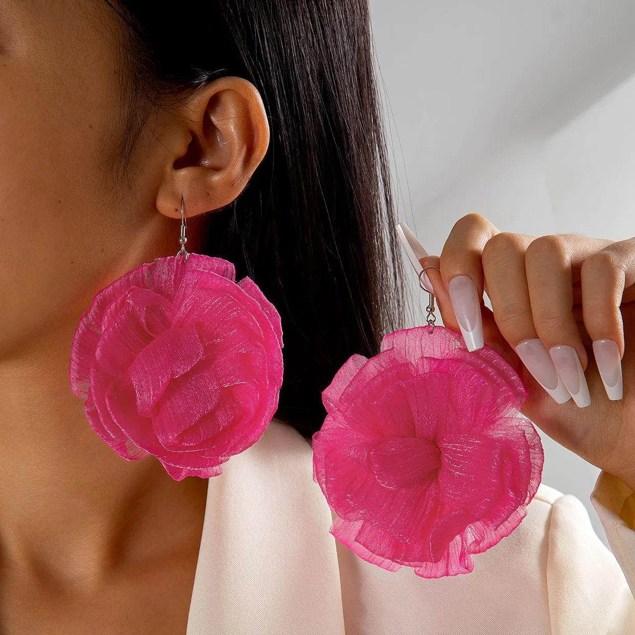 Wholesale Fresh multi-color flower earrings gentle simulation large flower earrings