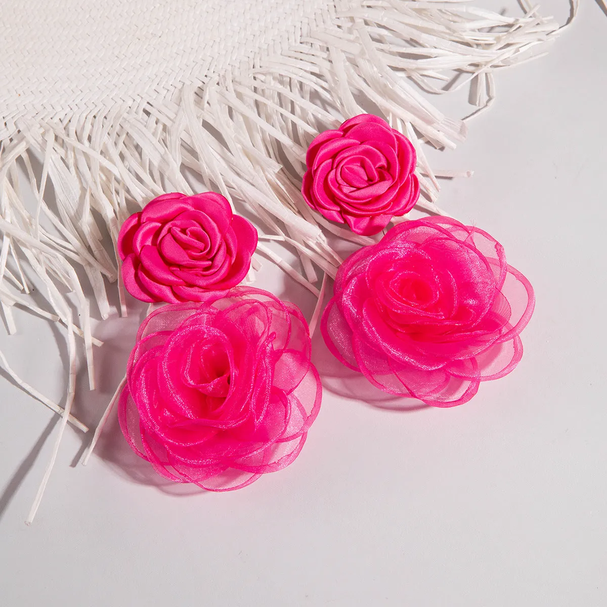 Wholesale Fresh multi-color flower earrings gentle simulation large flower earrings