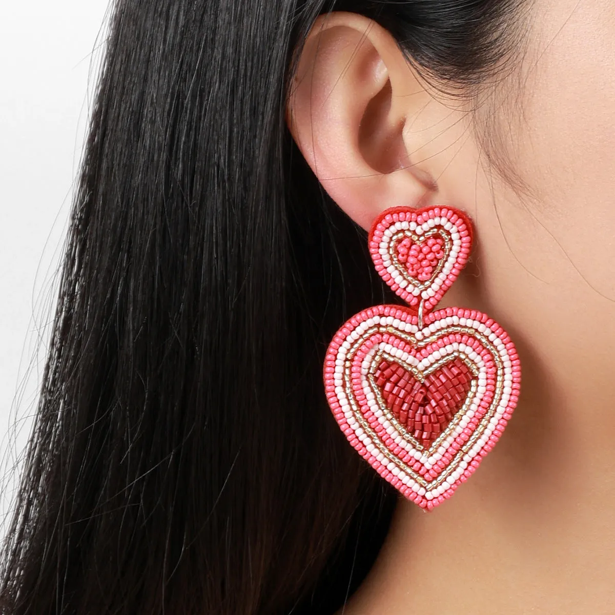 Wholesale fresh sweet Valentine's Day handmade fabric lovely earrings personalized creative autumn and winter women's earrings