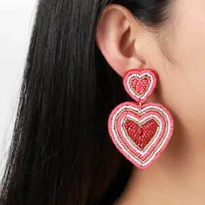 Wholesale fresh sweet Valentine's Day handmade fabric lovely earrings personalized creative autumn and winter women's earrings