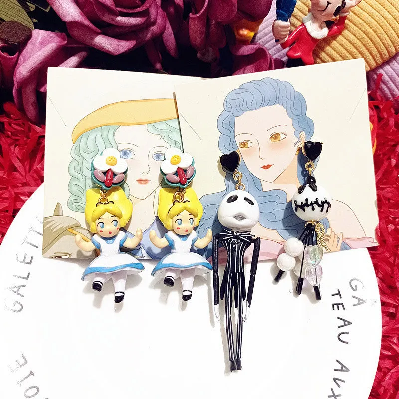 Wholesale Fugitive Princess Earrings Alternative Funny Christmas Nightmare Cartoon 925 Silver Earrings