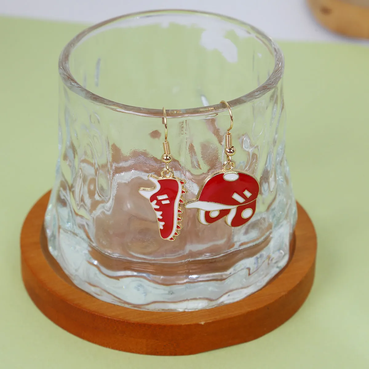 Wholesale Funny cartoon high-grade oil drop baseball earrings