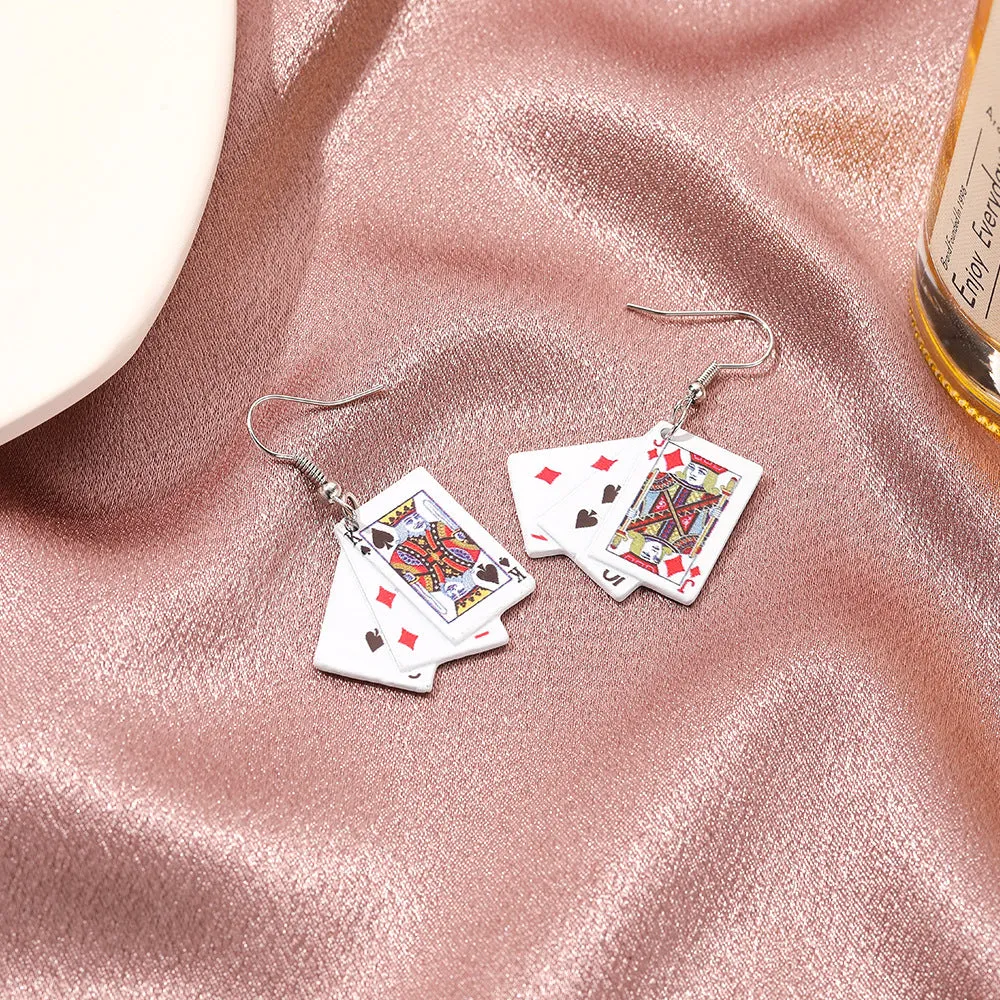 Wholesale Funny Playing Cards Simulation Earrings