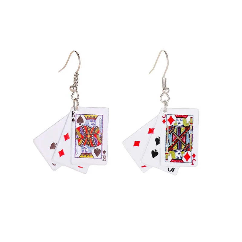Wholesale Funny Playing Cards Simulation Earrings