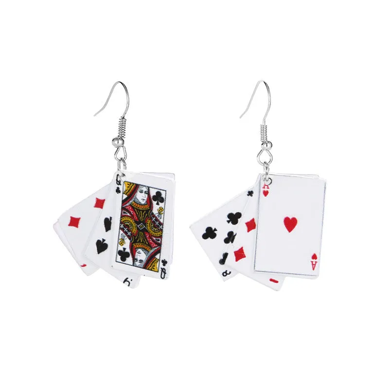 Wholesale Funny Playing Cards Simulation Earrings