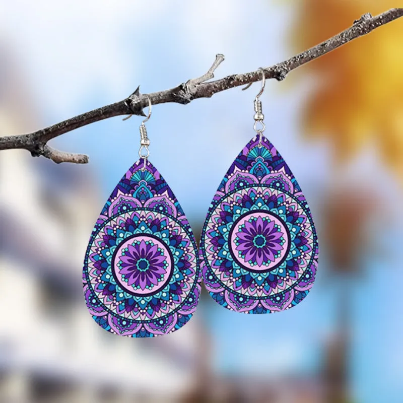 Wholesale Funny Red-haired Clown Horror Series Water Drop Leather Earrings
