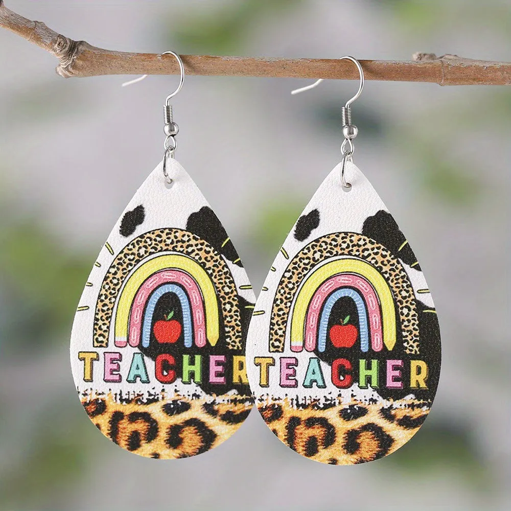 Wholesale Funny Red-haired Clown Horror Series Water Drop Leather Earrings