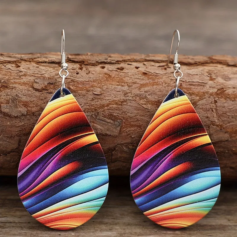 Wholesale Funny Red-haired Clown Horror Series Water Drop Leather Earrings