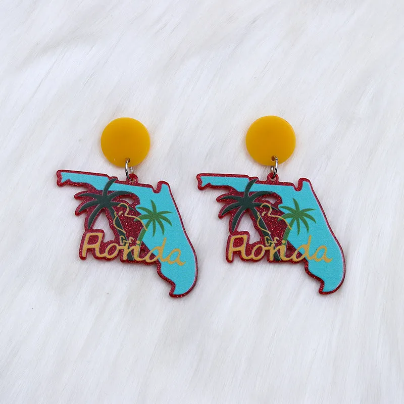 Wholesale Geometric Christmas Green Leopard Print Rainbow Pistol Earrings