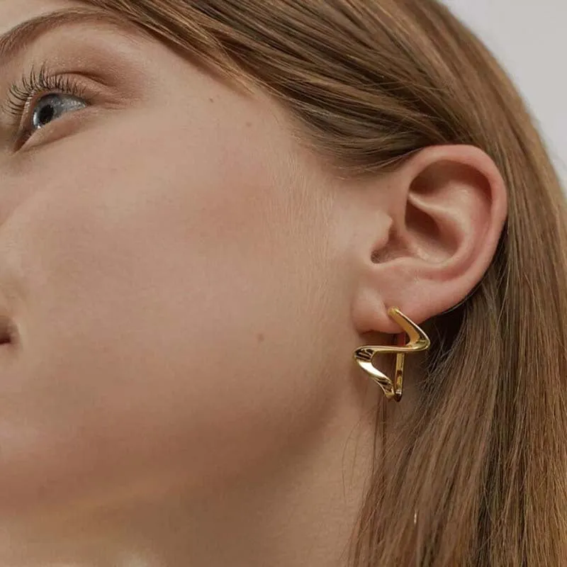 Wholesale Geometric Gold Copper Stud Earrings
