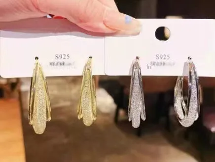Wholesale Geometric Metal Mesh Crystal Hoop Earrings