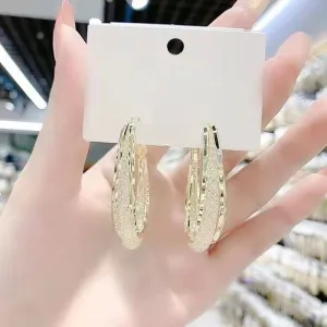 Wholesale Geometric Metal Mesh Crystal Hoop Earrings