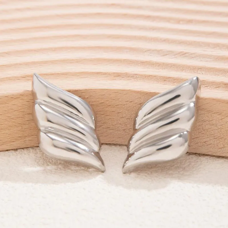 Wholesale Geometric Three-Layer Wings 18K Gold Plated Earrings