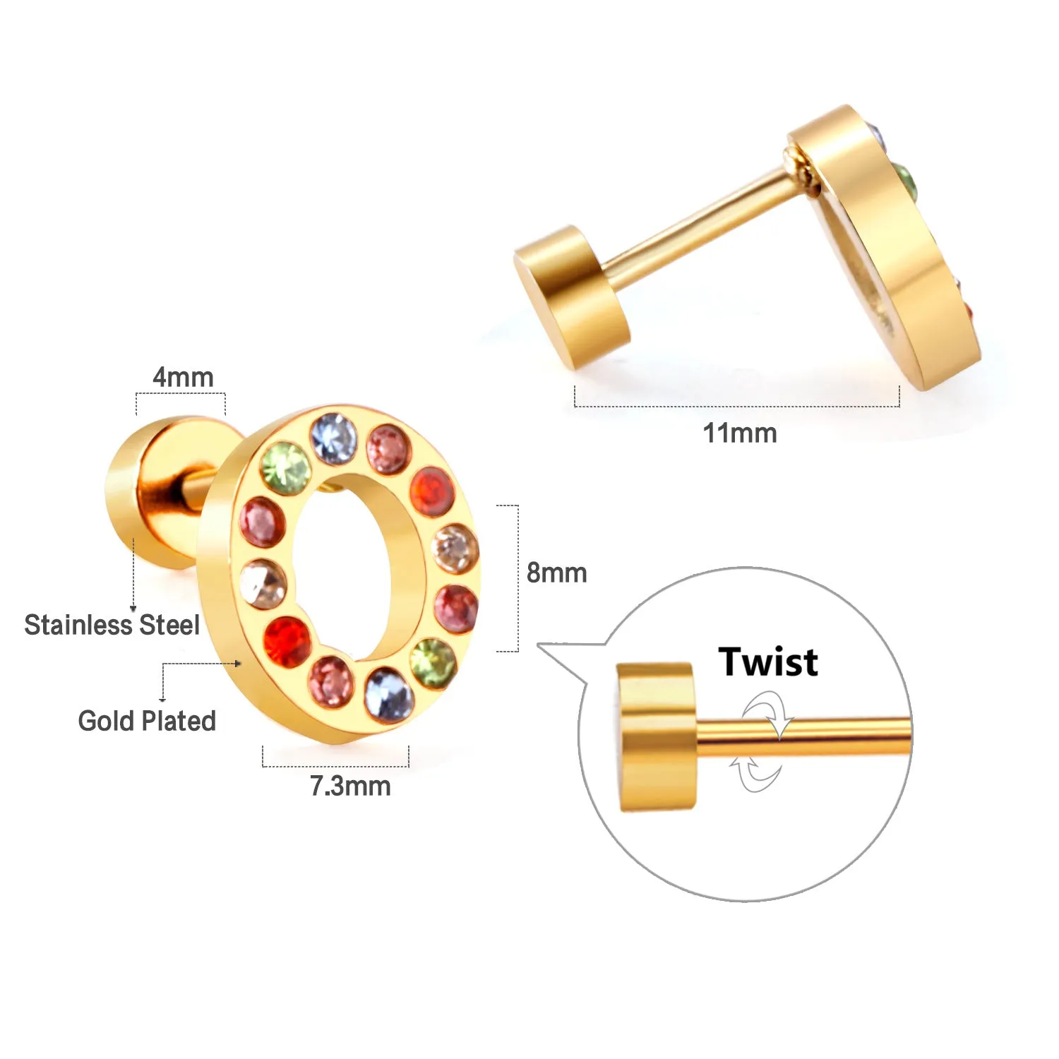 Wholesale Gold 26 Letters Stainless Steel Ear Studs Earrings