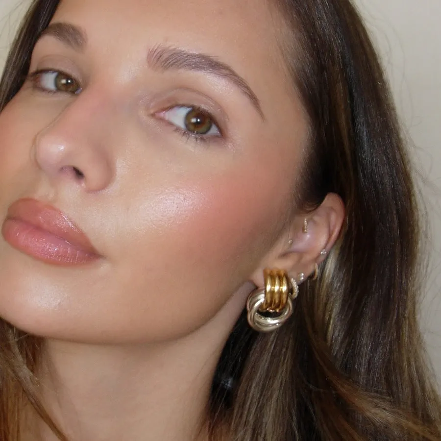 Wholesale Gold and Silver Double Color Stereo Double Ring Simple 3-layer Coil Wound Earrings