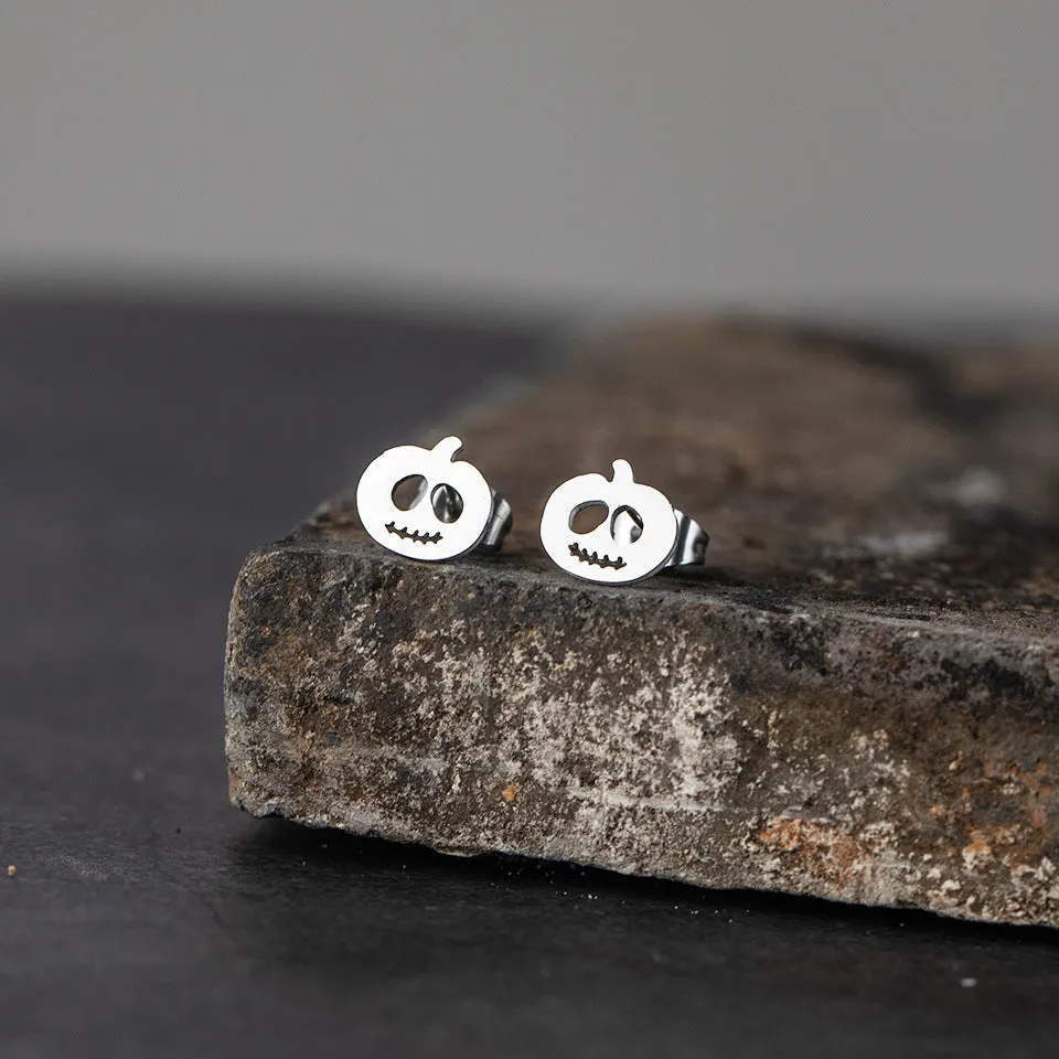 Wholesale Gold and Silver Pumpkin Ghost Stainless Steel Earrings