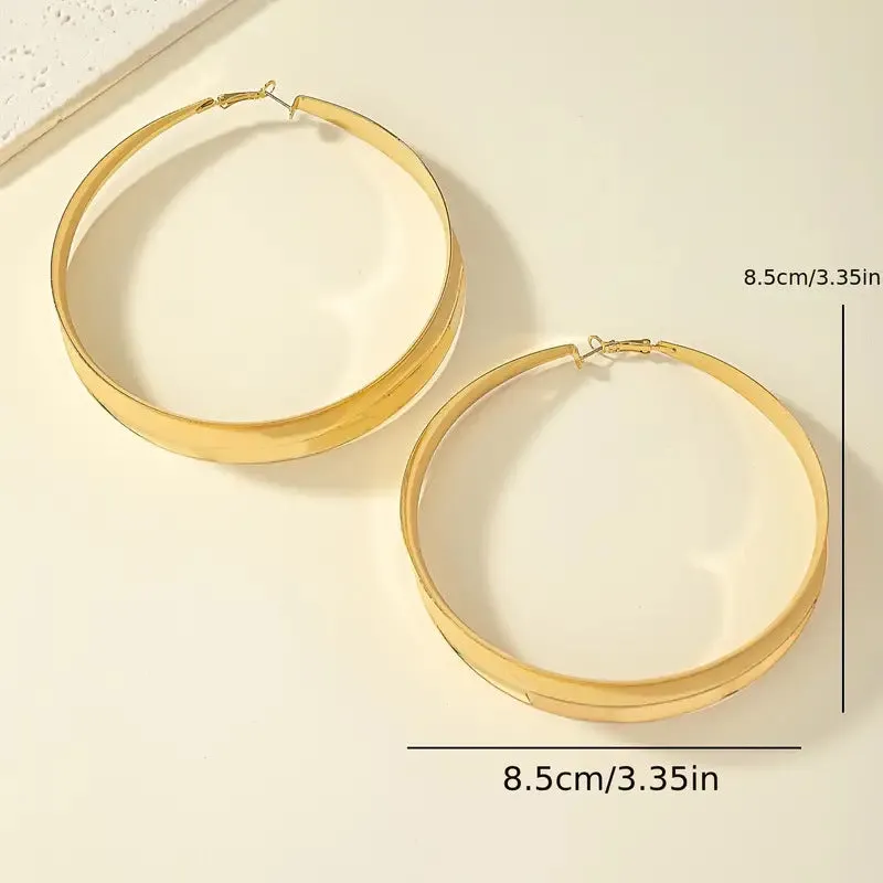 Wholesale Gold circle shape vintage plain hoop flat earrings