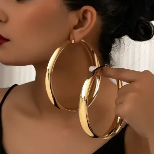 Wholesale Gold circle shape vintage plain hoop flat earrings