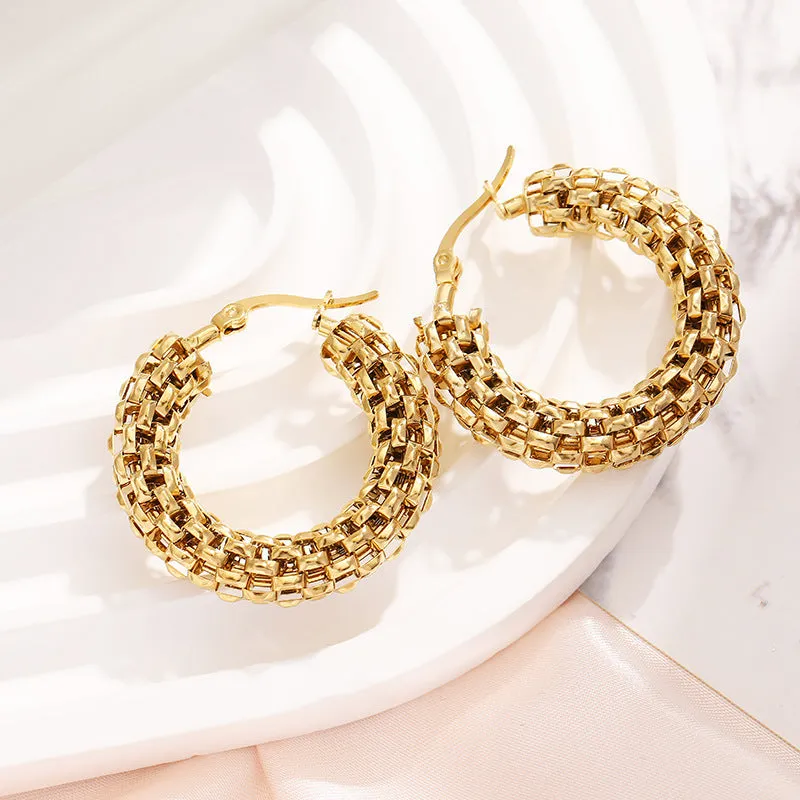 Wholesale gold plated hollow ring earrings