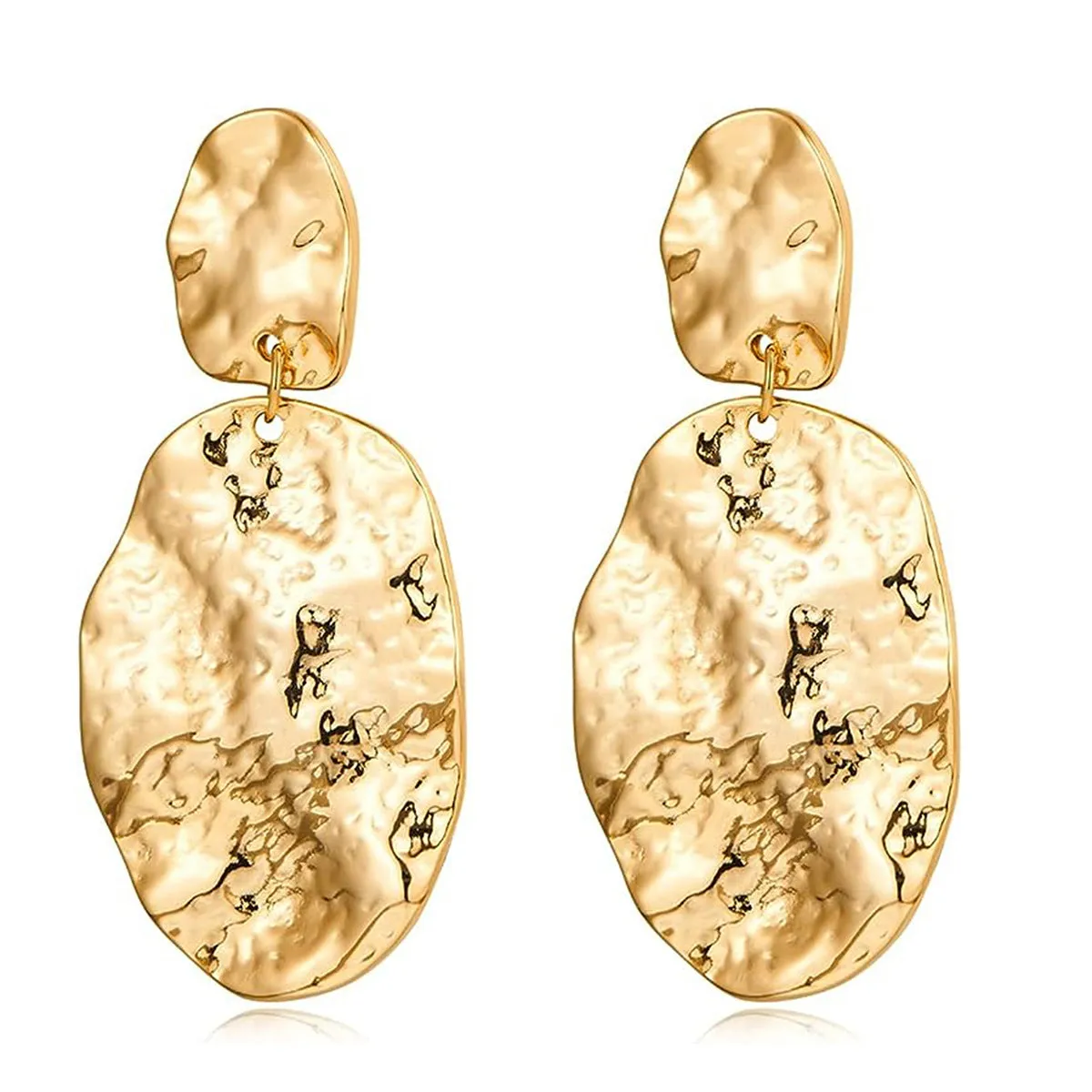 Wholesale Gold Plated metal simple geometric round beating pattern earrings