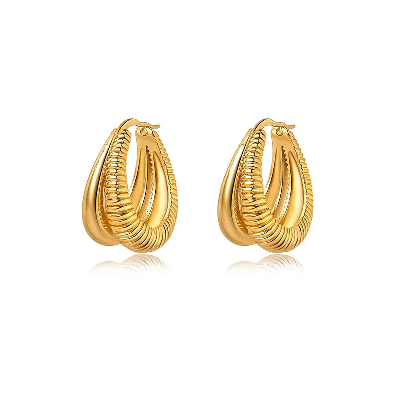 Wholesale Gold-plated spiral twill cool minimalist fashion Earrings