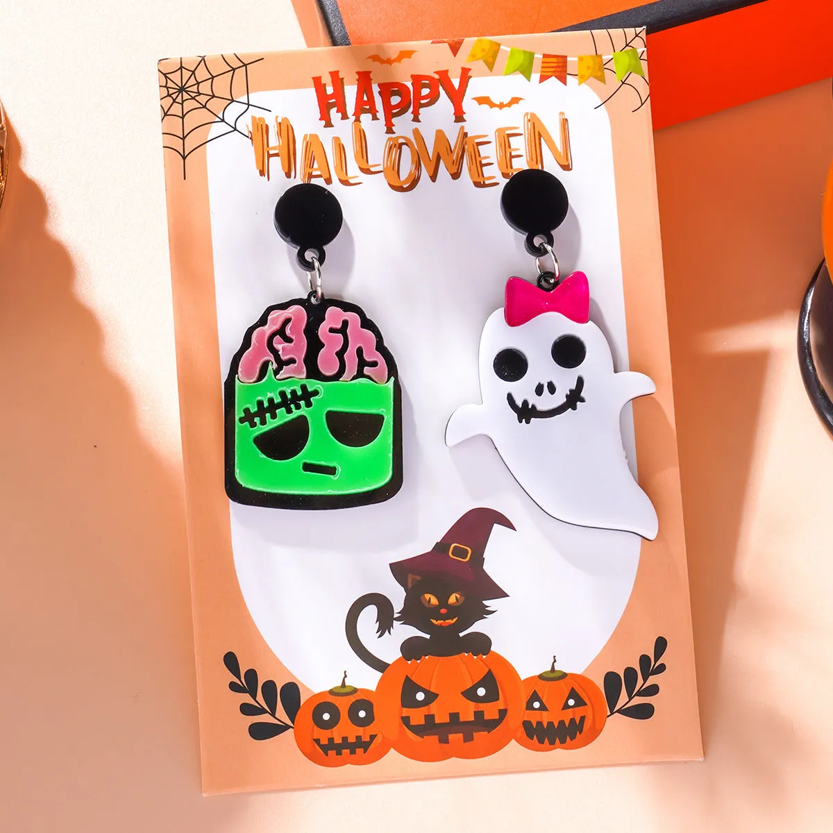 Wholesale Gothic Halloween Creative Funny Cross Pendant Earrings