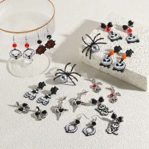 Wholesale Gothic Style Skull Pumpkin Spider Dark Halloween Earrings