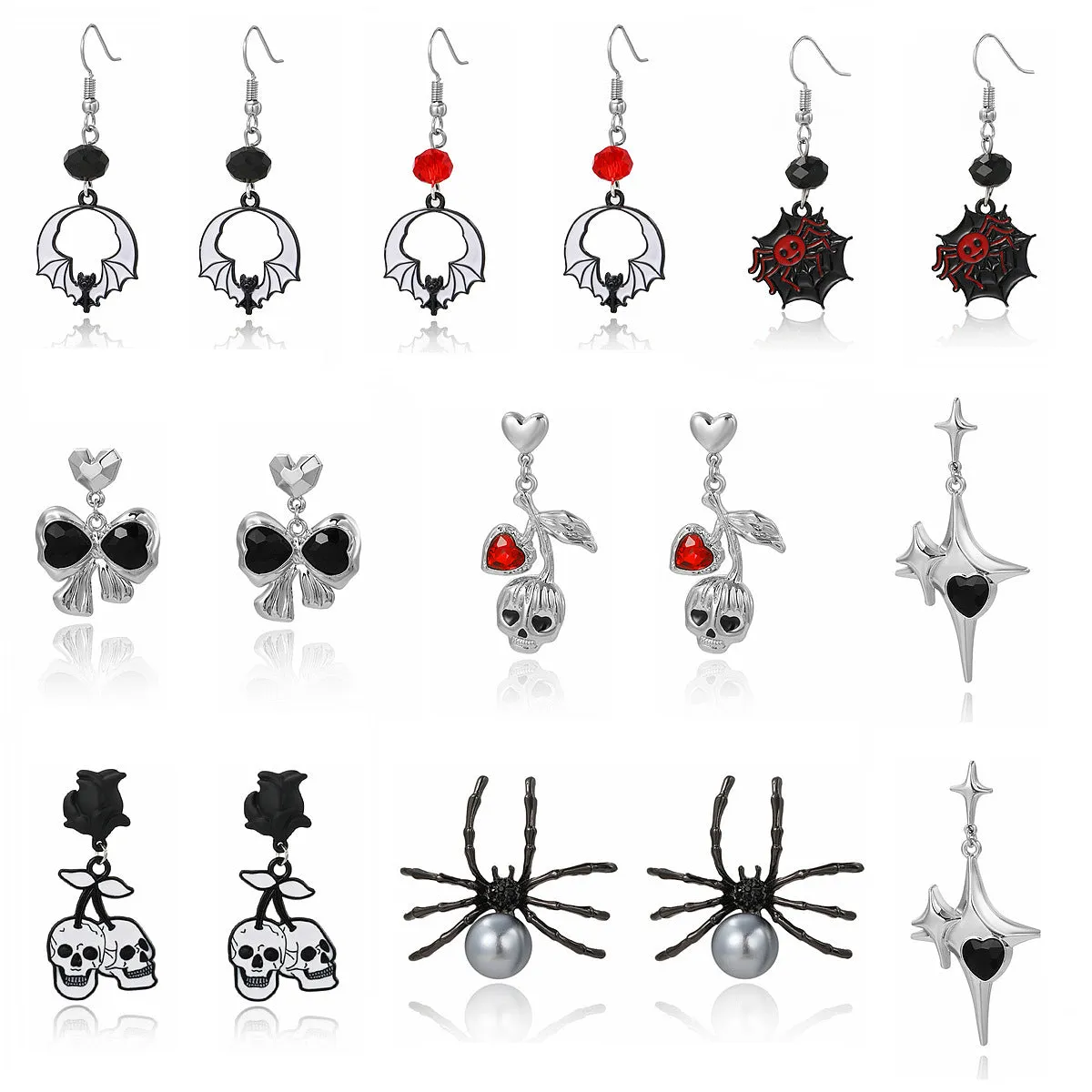Wholesale Gothic Style Skull Pumpkin Spider Dark Halloween Earrings