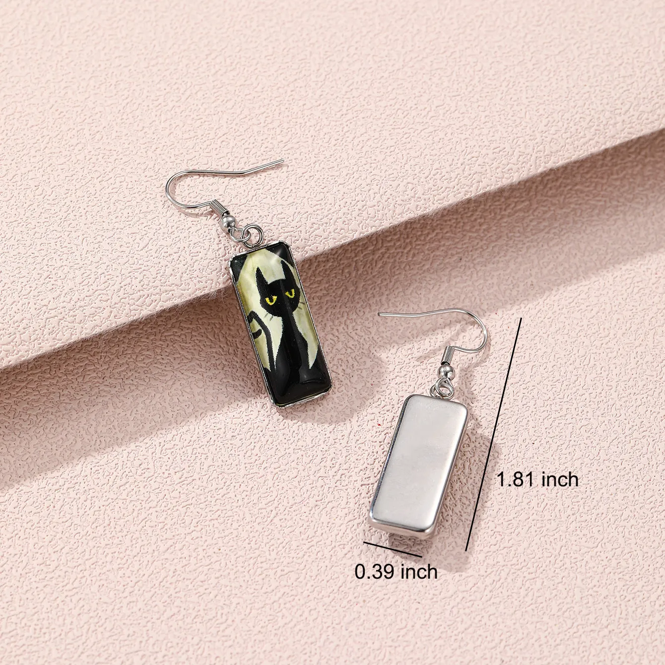 Wholesale graduation season letters school Carnival rectangular pendant glass earrings