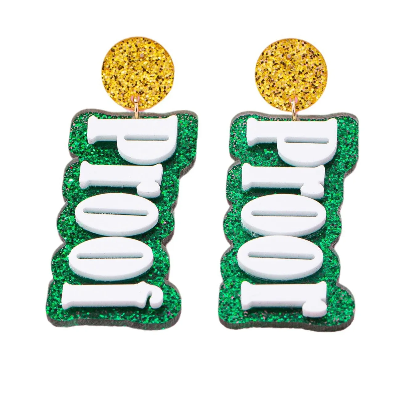 Wholesale Green Acrylic Glitter Letter Personalized Carnival Ladies Gift Earrings