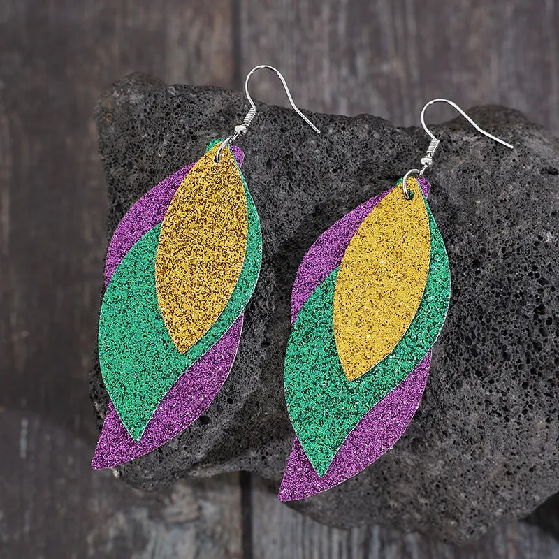 Wholesale green leaf shengpa festival multi-pu personalized trendy earrings