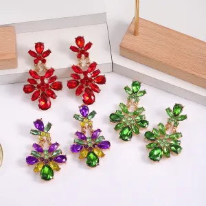 Wholesale Green St. Parcret festival irregular crystal flower earrings