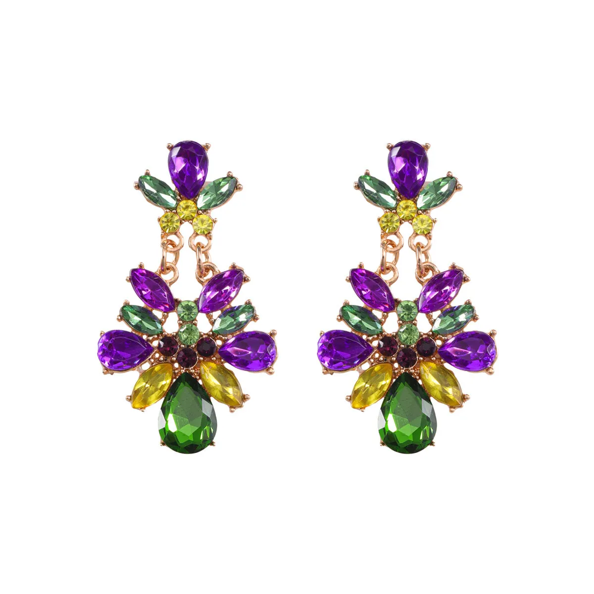 Wholesale Green St. Parcret festival irregular crystal flower earrings