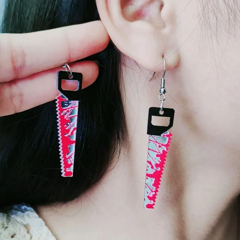 Wholesale Halloween Acrylic Print Blood Knife Earrings