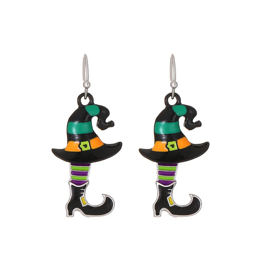 Wholesale Halloween Alloy Diamond Drop Earrings Retro Fashion Hat Shoes Earrings