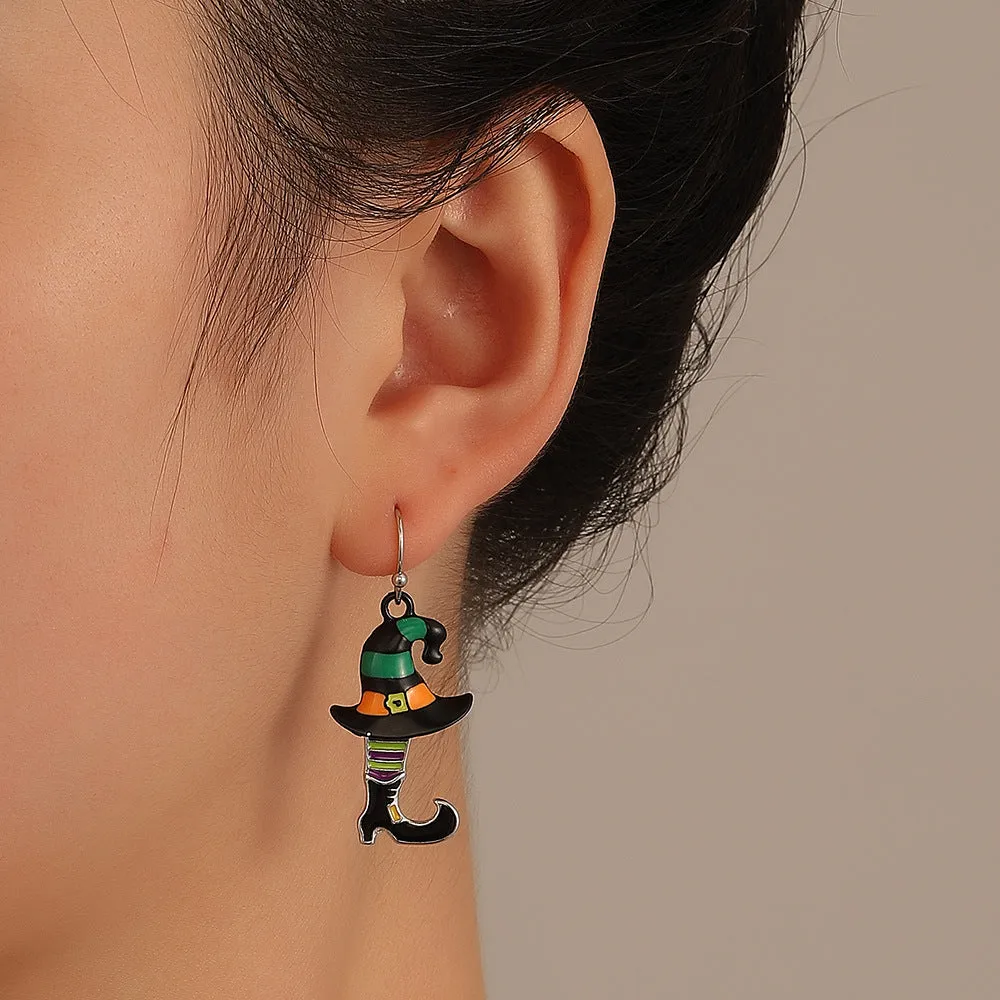 Wholesale Halloween Alloy Diamond Drop Earrings Retro Fashion Hat Shoes Earrings