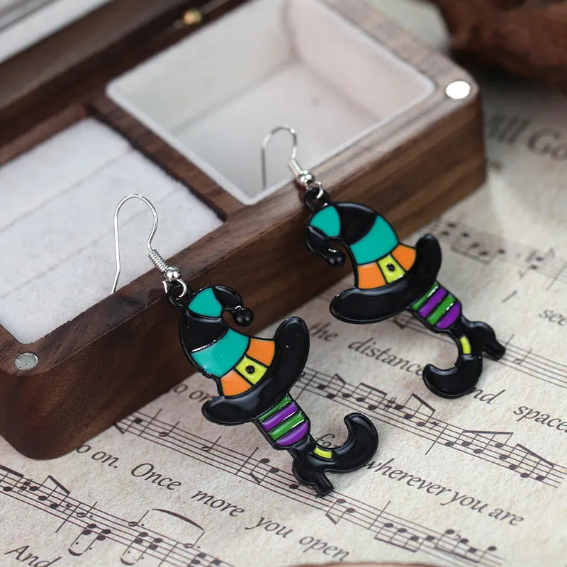 Wholesale Halloween Alloy Oil Drip Fashion Hat Boots Earrings