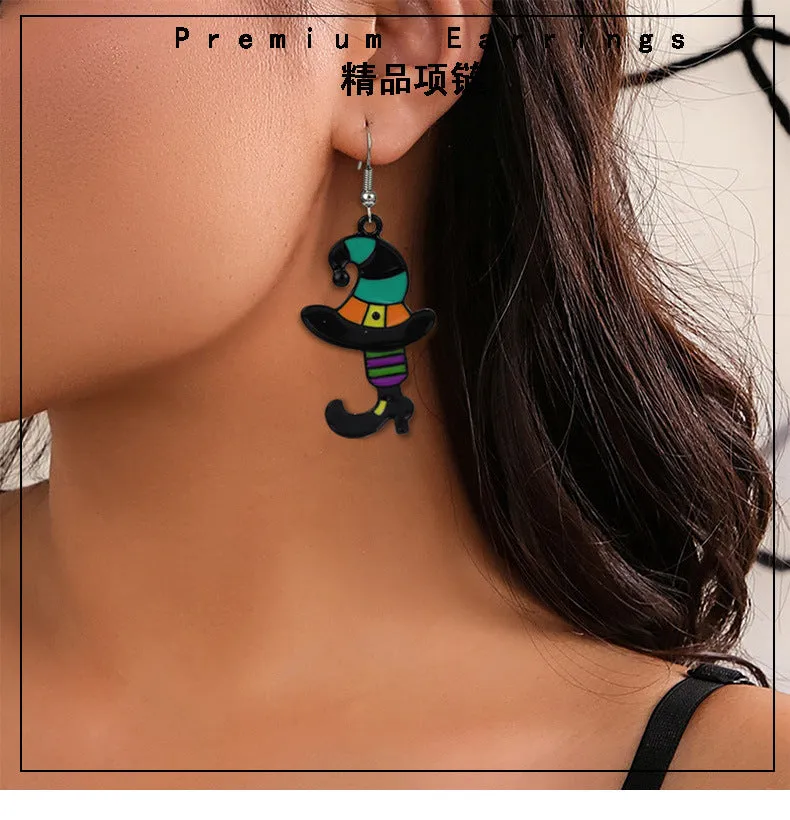 Wholesale Halloween Alloy Oil Drip Fashion Hat Boots Earrings